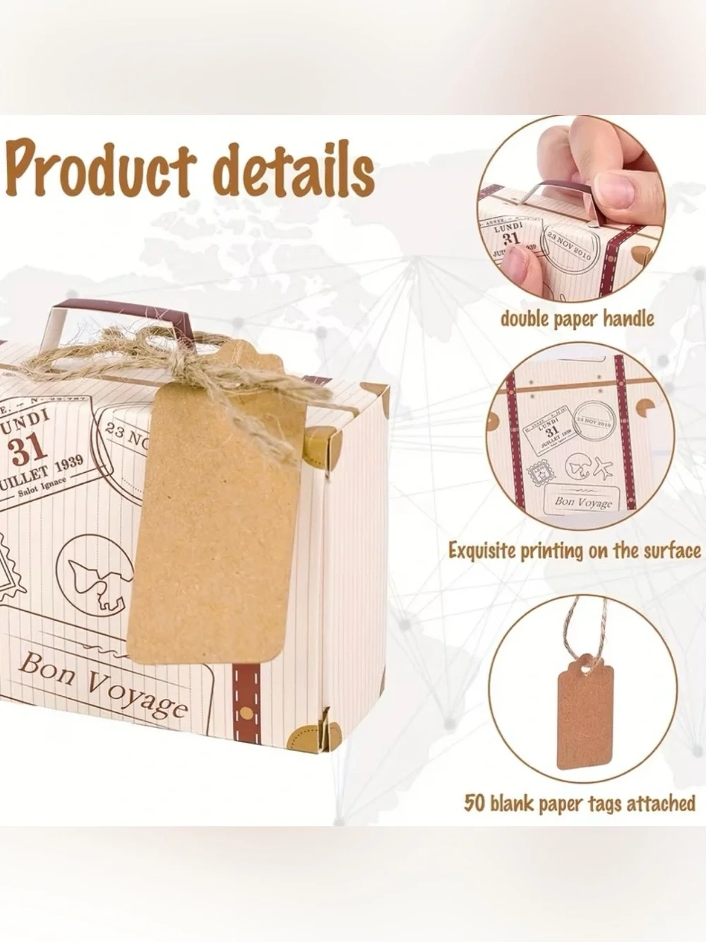 100-Piece Set! 25 Mini Suitcase Treat Boxes Travel Party Favors with Tags NWT